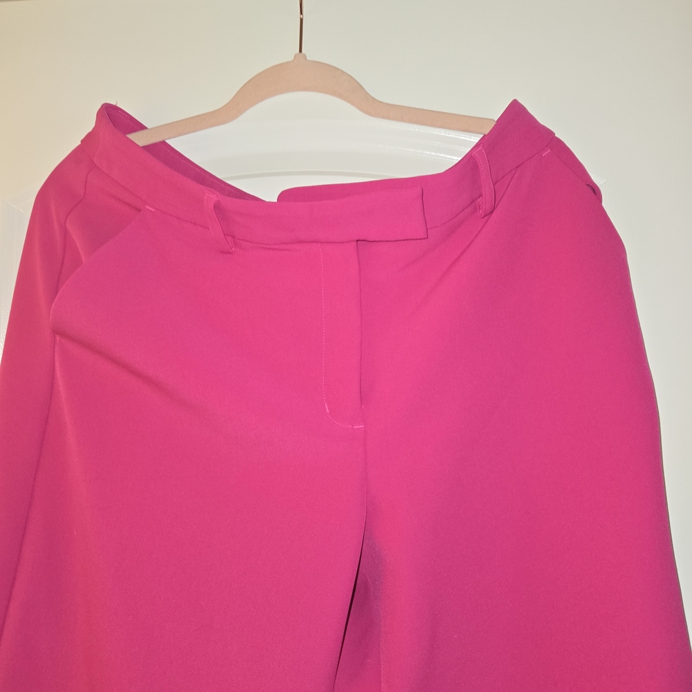 Neon Berry. Express Fuchsia Wide-Leg Trousers - Picture 3 of 5